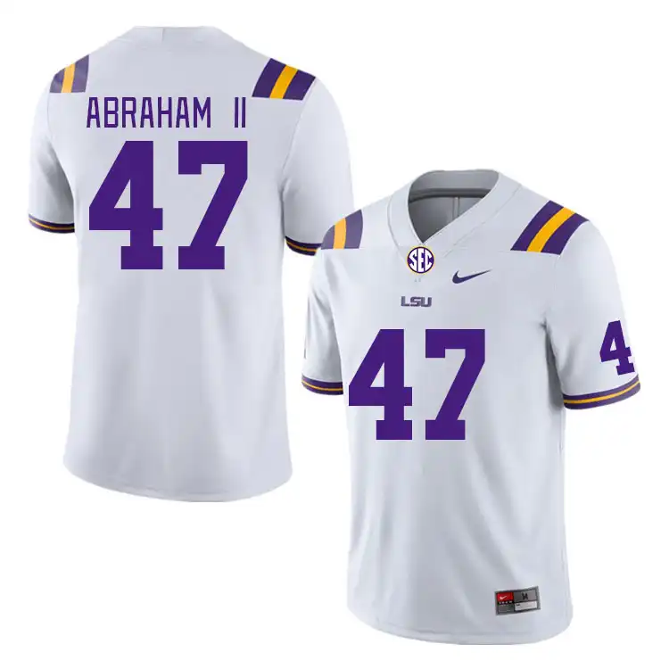 Men's LSU Tigers Aristotle Abraham II #47 White NCAA Football Jersey